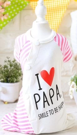Hondenpyjama Love Papa XS Roze - Ruglengte 21 Cm- In Voorraad