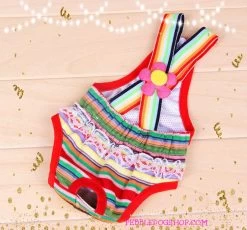 Loopsheidpakje Streep Met Blauwe Bloem XS - Ruglengte 22 - 24 Cm - In Voorraad