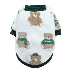 Hondentrui Flanel Beer Groen XS -Ruglengte 20 Cm - In Voorraad