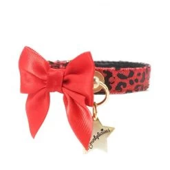 Funkylicious Halsband Punk Leopard Rood Small - Nekomvang 23-27 Cm - In Voorraad