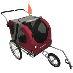 TOPMAST EASY FLOW HONDENFIETSKAR MET JOGGER FUNCTIE - OPVOUWBAAR - ROOD- MEDIUM-Gratis Verzending