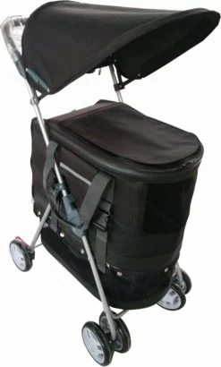 Hondenbuggy + Afneembaar Leefgedeelte - Zwart - Gratis Verzending