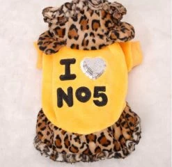 Hondenjas Fleece Leopard Geel Medium - Ruglengte 37 Cm - In Voorraad