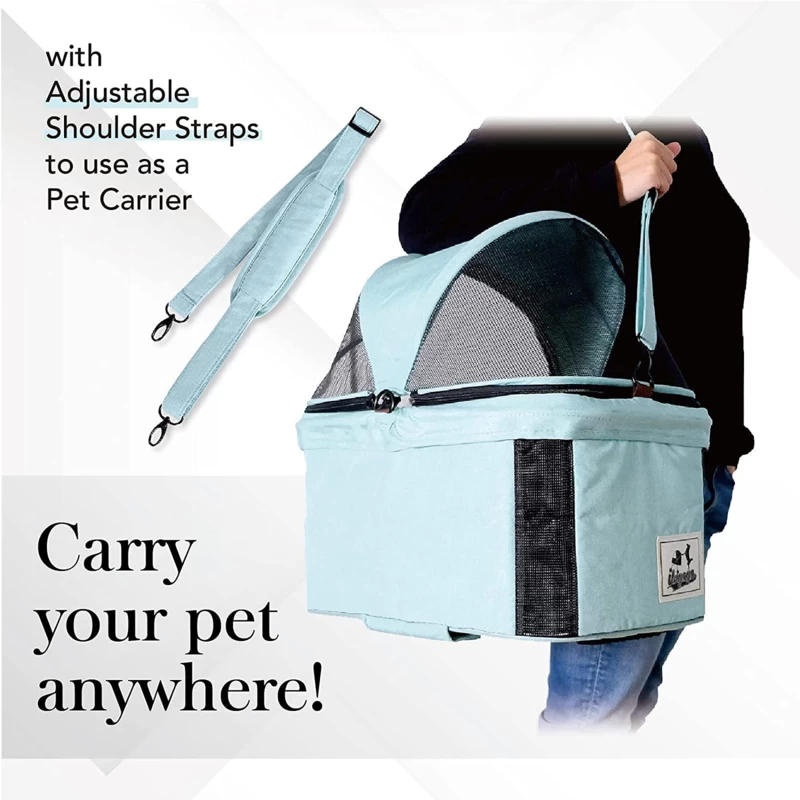Hondenbuggy Ibiyaya Travois 3-in-1 Dog Stroller SpearMint -Gratis Verzending 4 Hondenbuggy Ibiyaya Travois 3-in-1 Dog Stroller SpearMint -Gratis Verzending - Afbeelding 2